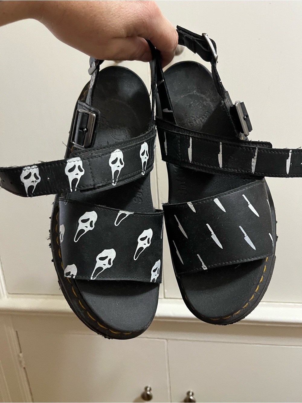 Custom Painted Scream Dr. Martens Voss Sandals